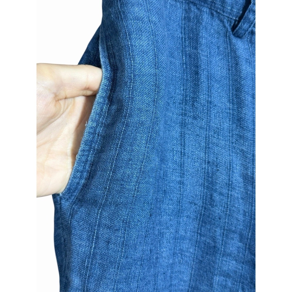 Lauren Ralph Lauren Blue Linen Pants Womens 10 Wide Leg Coastal Resort Chic - Picture 12 of 13